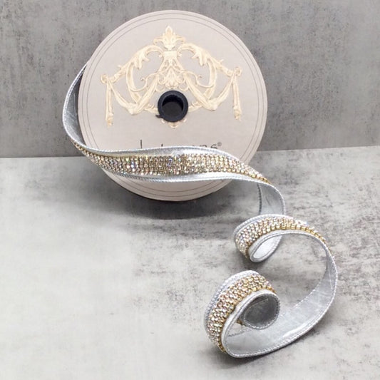 Listón Plata con aplicaciones 1"x 5yd