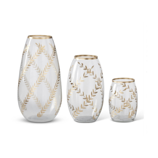 Bases de Cristal c/hojas Oro S/3