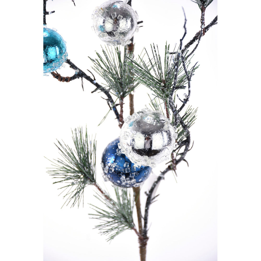 Rama de Pino c/ esferas azul