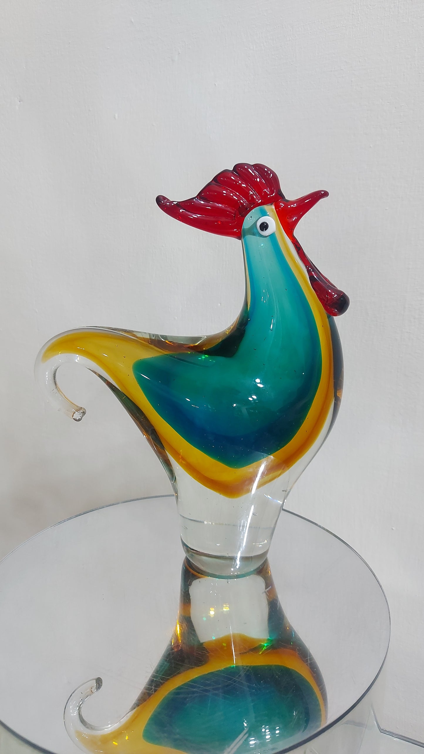 Gallo de cristal con centros de color (por pieza)