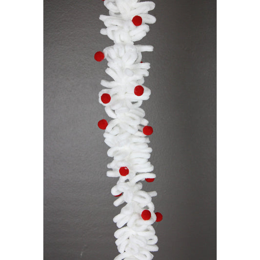 Guirnalda Blanca Pompones Rojo 48"