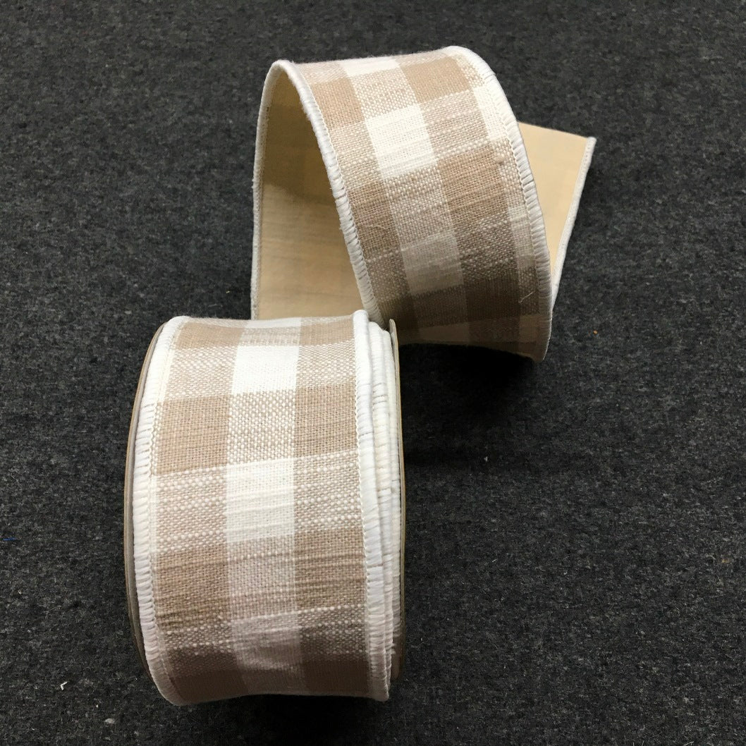 Listón Cuadros café 2.5"x10yd