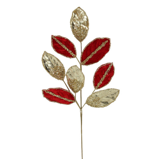 Vara de Hojas Dorado/Rojo Terciopelo