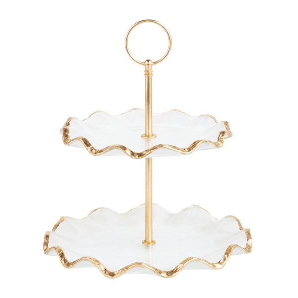 Pastelera Dos Niveles Vidrio/Dorado