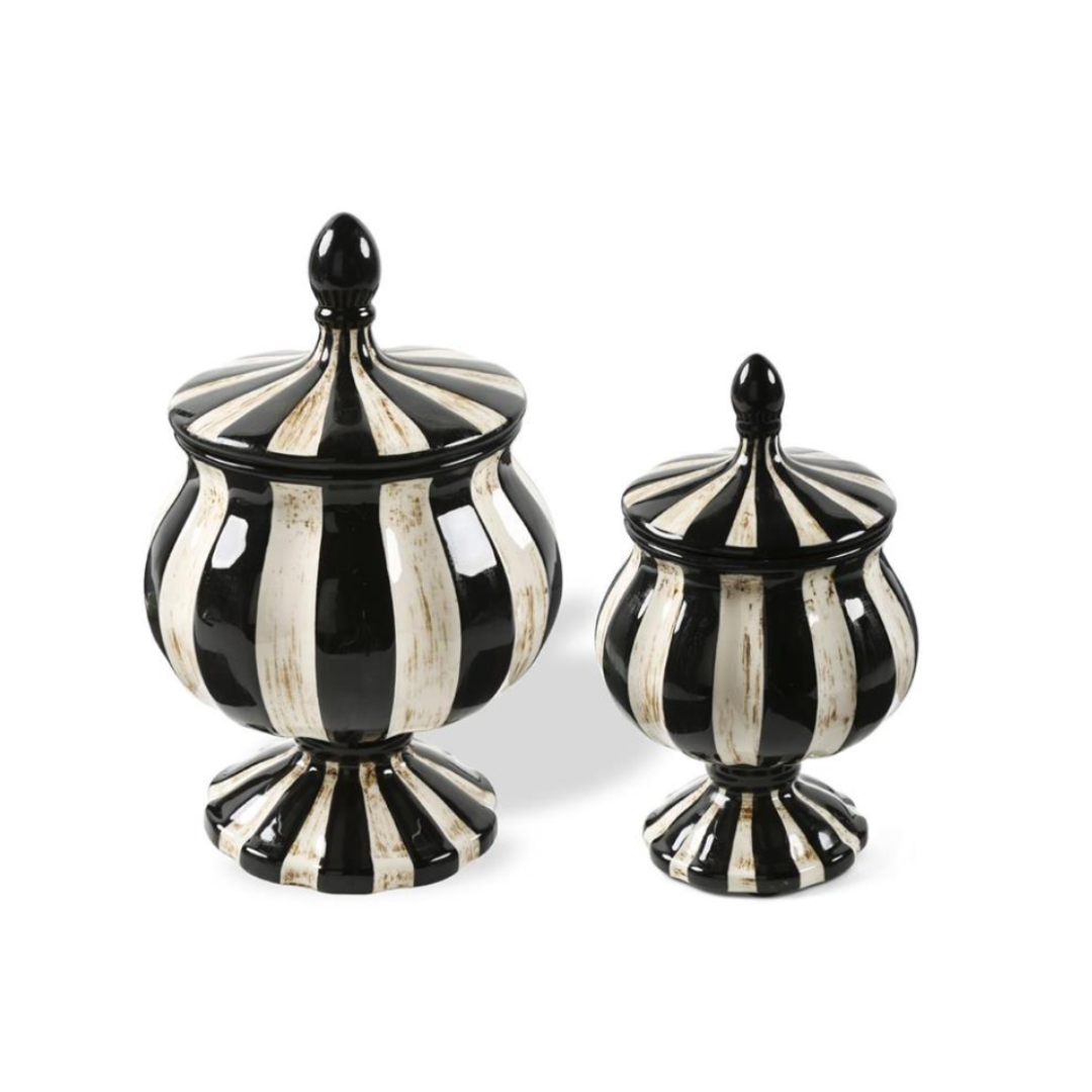 Tíbores c/tapa Negro/Beige S/2