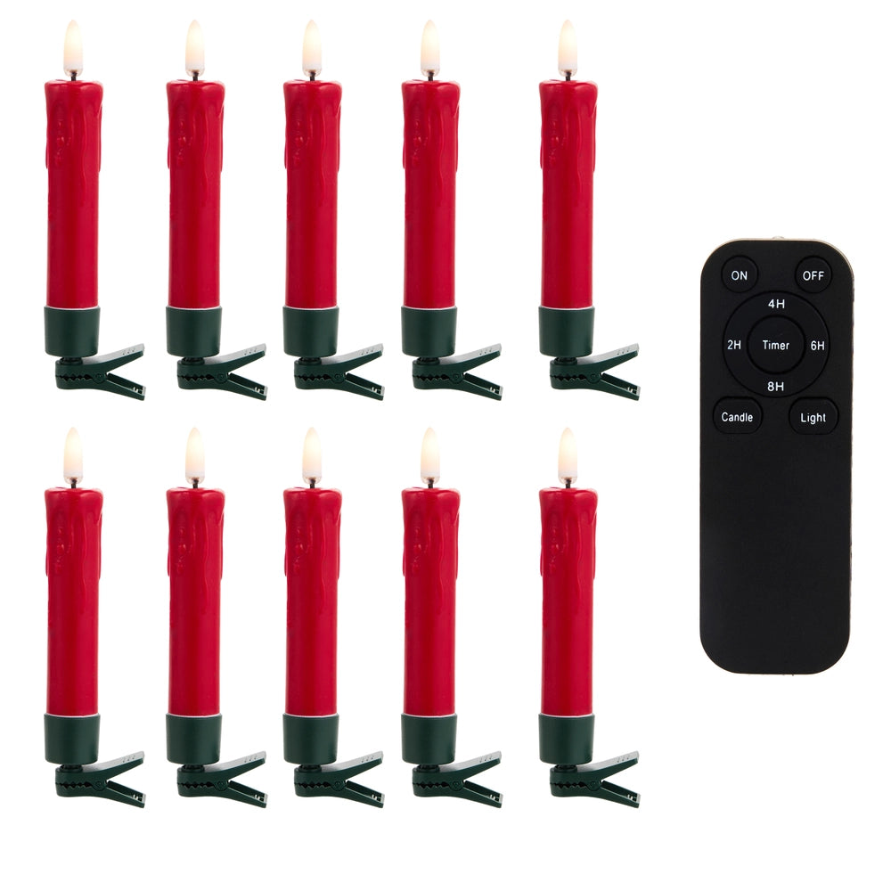 5" Clip-On Drip Red Candles with Remote Caja con 10