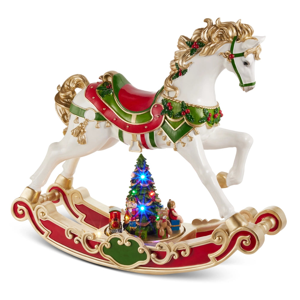 24" Lighted Musical Carousel Rocking Horse