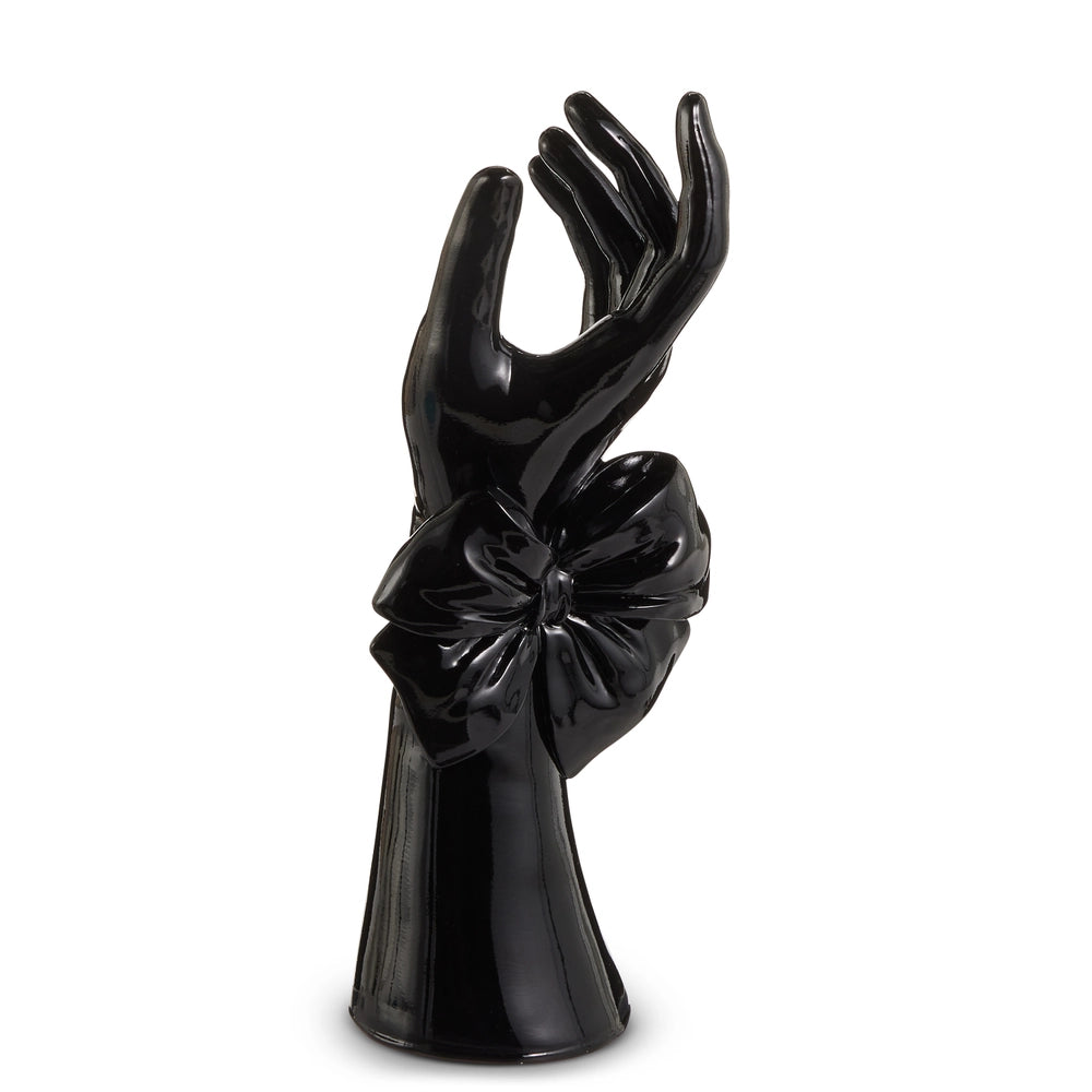 12" Black Bow Hand Statue