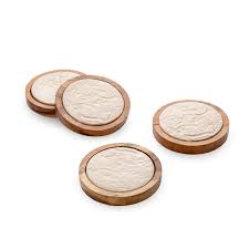 Portavasos de madera blancos S/5