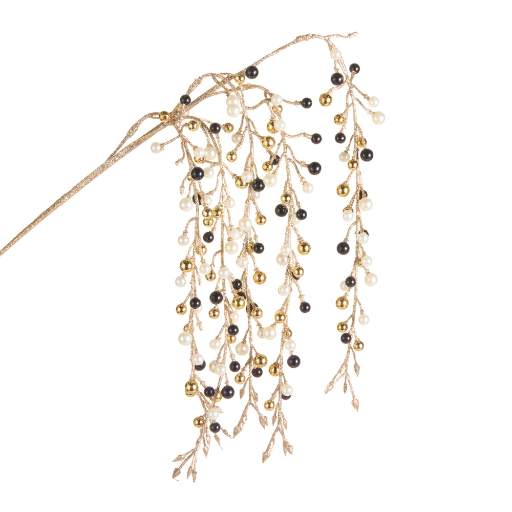 Rama Colgante Negro/dorado/perlas