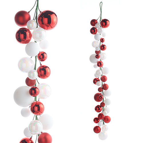 Guirnalda Esferas Rojo/Bco 4'