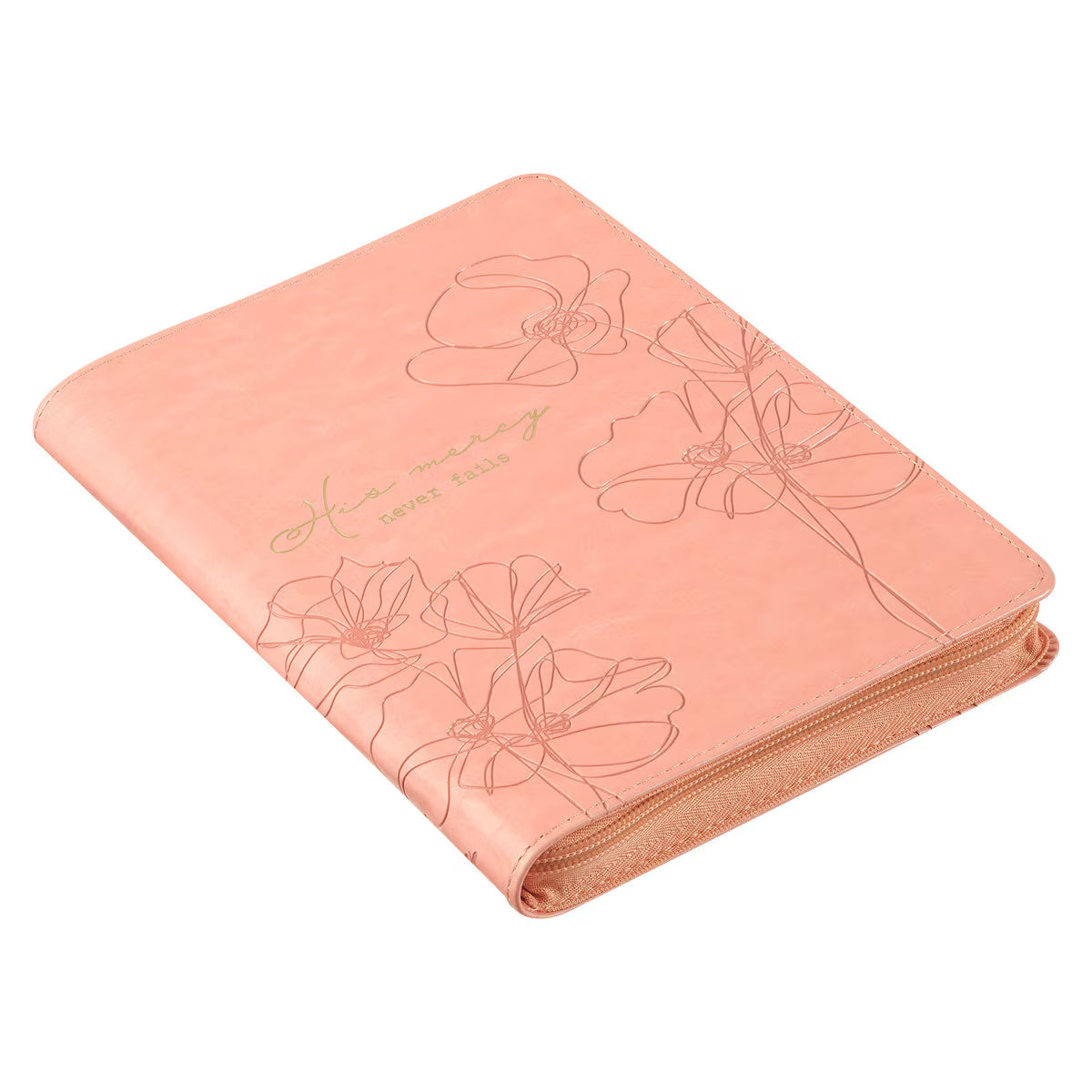 Journal con zipper "His mercy never fails"