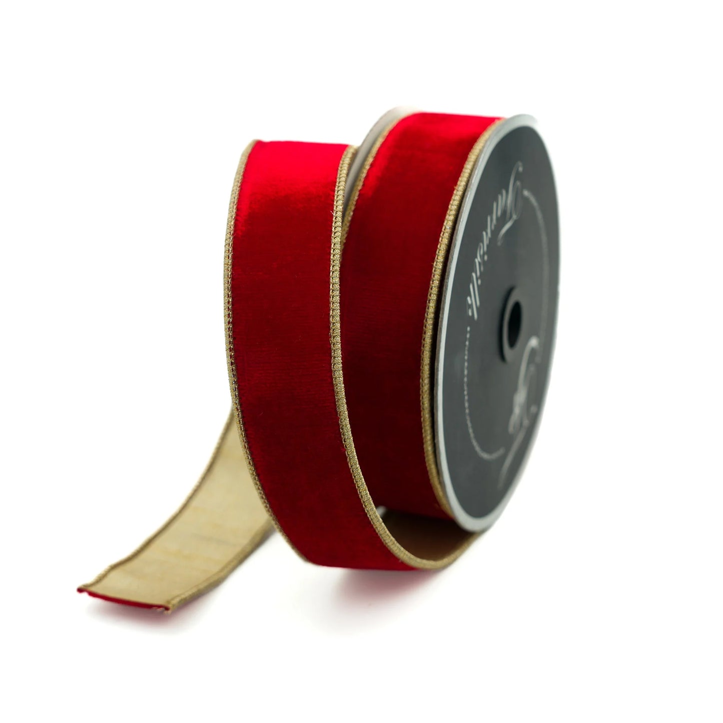 Listón terciopelo Rojo/Dordado 1.5"x10yd