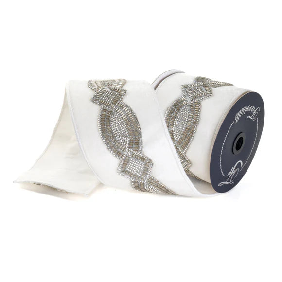 Listón Blanco con Aplicación 4"x5yd