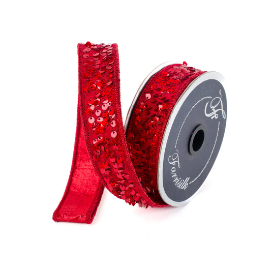 Listón Lentejuela Rojo 1"x10yd