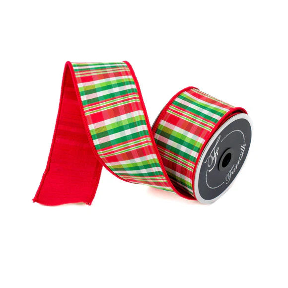 Listón a cuadros Rojo/Verde 4"x10yd