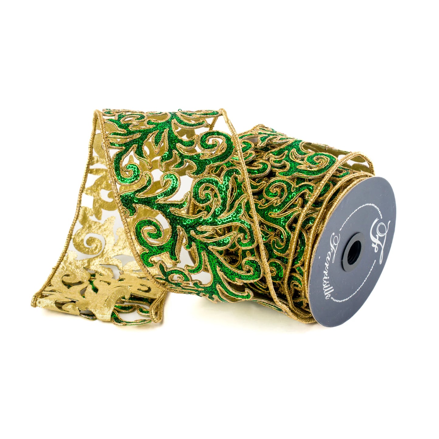 Listón Suaje Dorado/Verde 4"x5yd
