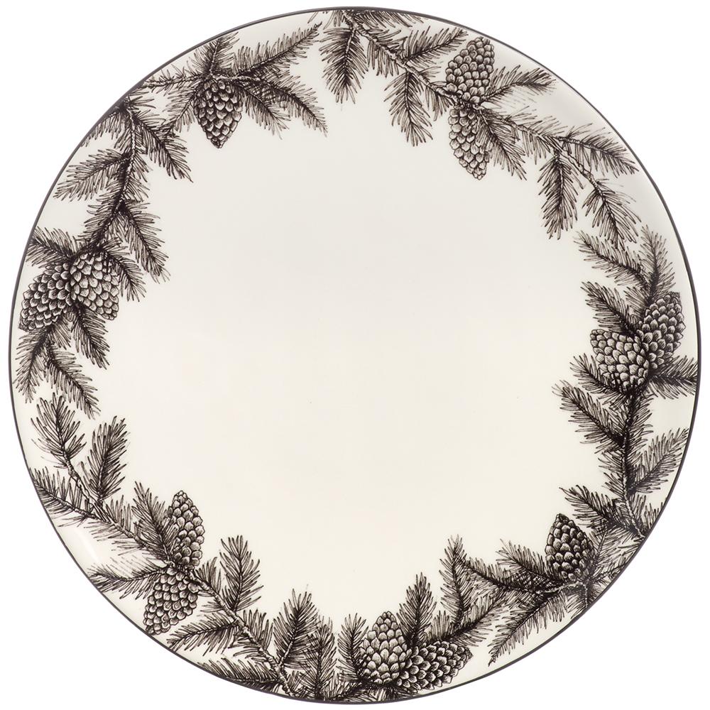 Plato de cerámica Piñas Negro/Blanco