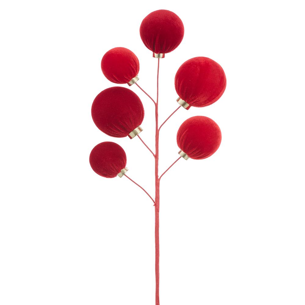 Rama de Esferas de Terciopelo Rojo/Taupe