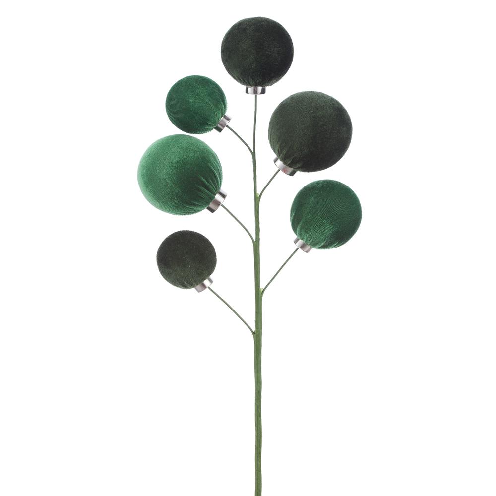 Rama de Esferas de Terciopelo Verde/Taupe 18"