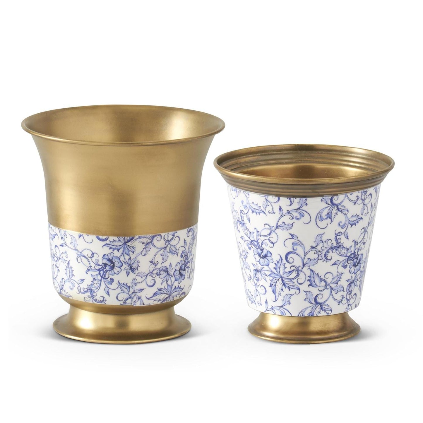 Macetas Metal/Floral Azul s/3