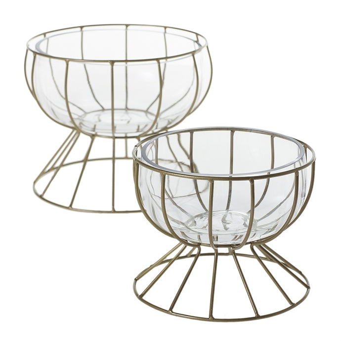 Bowl de Cristal y Herrería Dorada