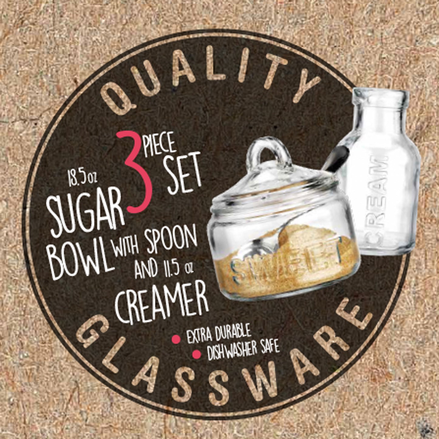 Juego de Azucarera y Cremera de cristal