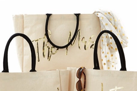 BOLSA DE MANTA IVORY BORDADO EN BRILLO