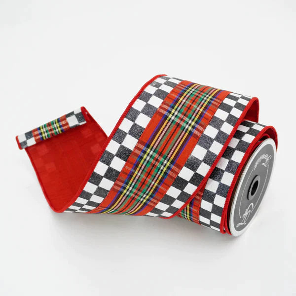 Listón escosés con cuadros blanco y negro