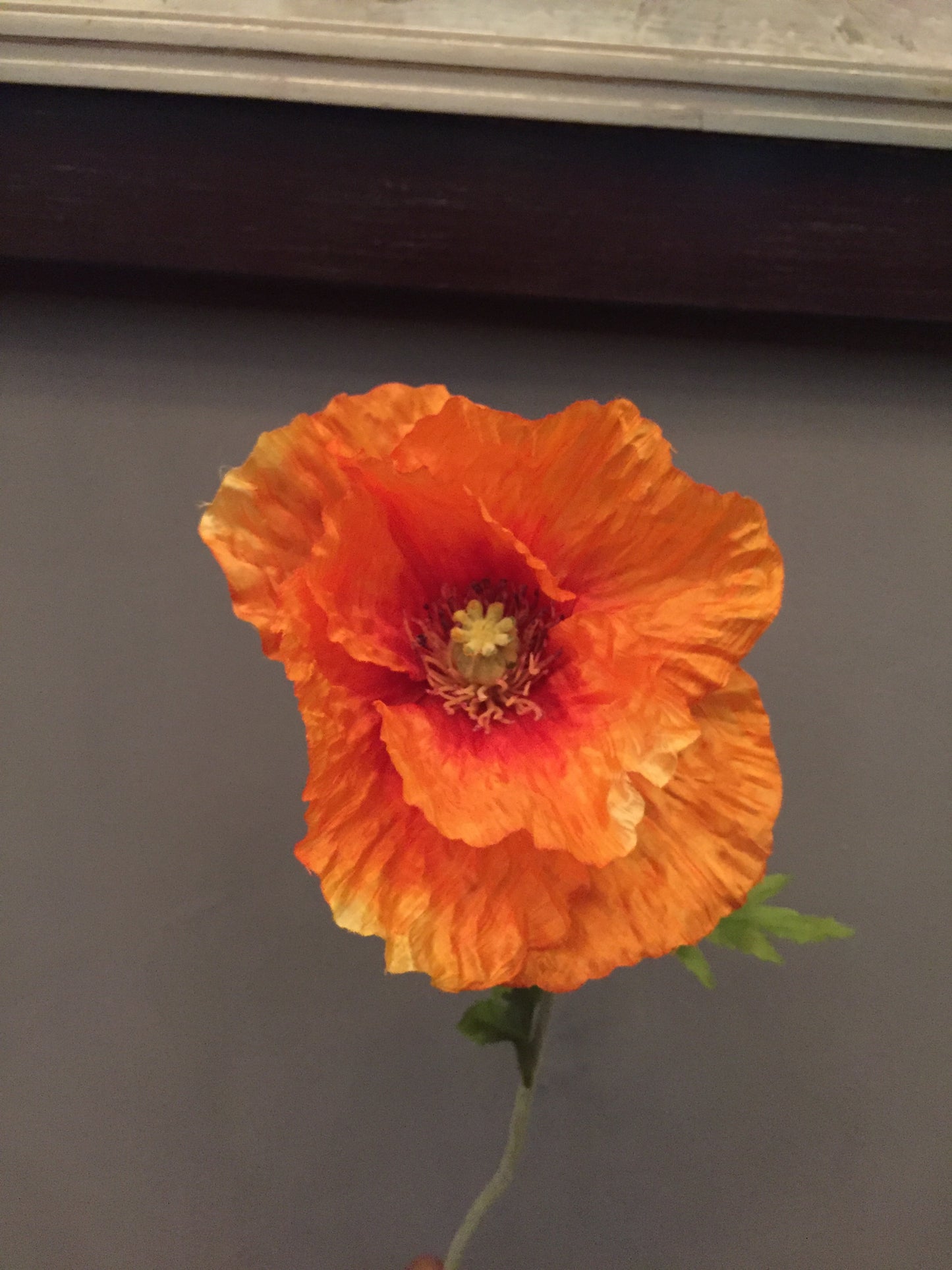 Flor artificial tipo Amapola Gigante (por pieza, 3 colores disponibles: roja, naranja y amarilla)