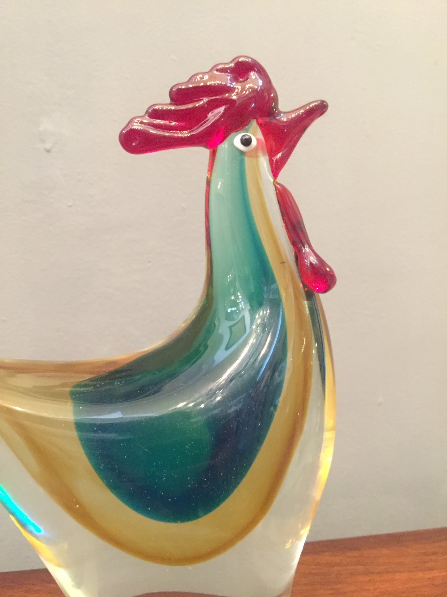 Gallo de cristal con centros de color (por pieza)