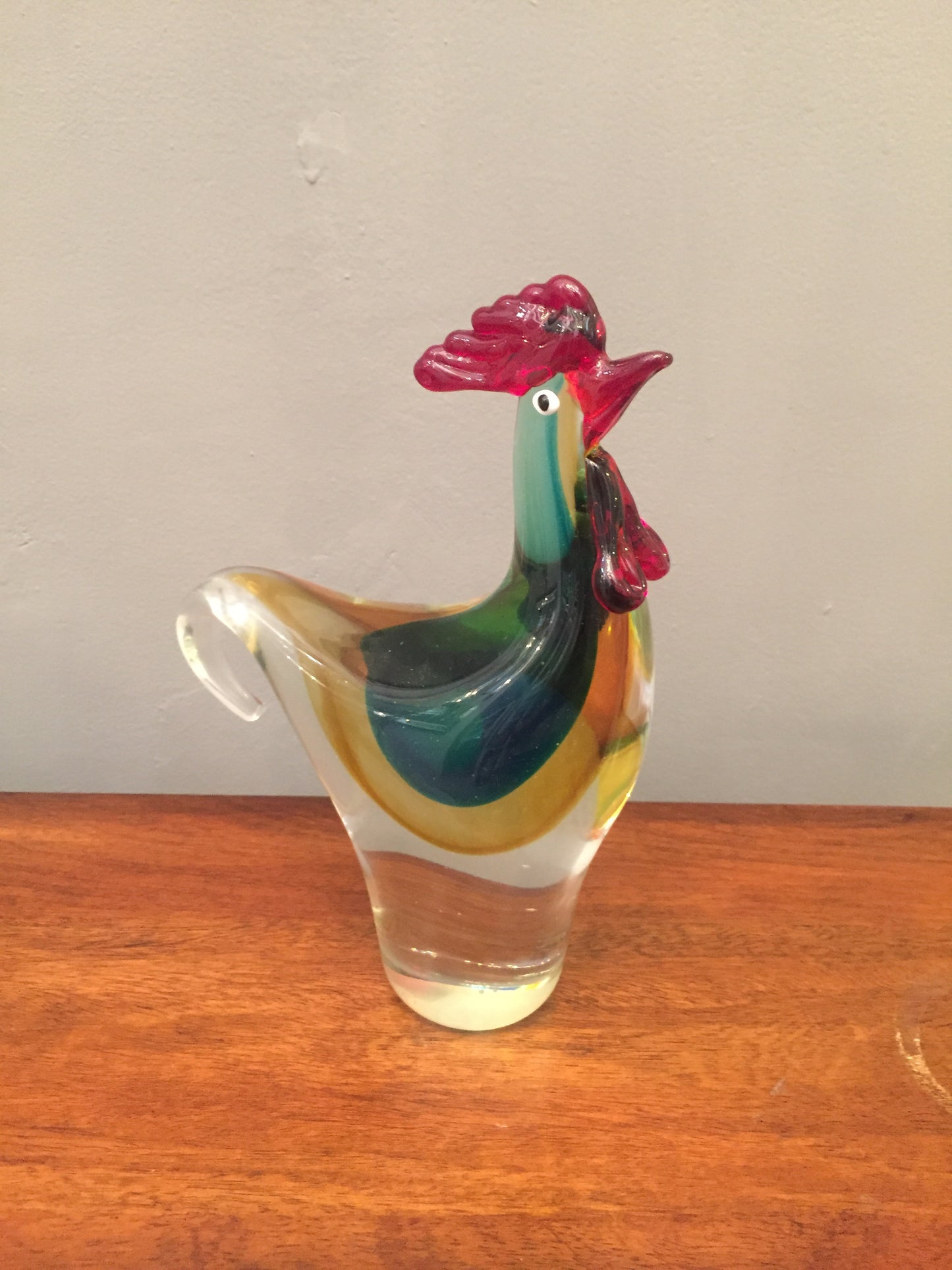 Gallo de cristal con centros de color (por pieza)