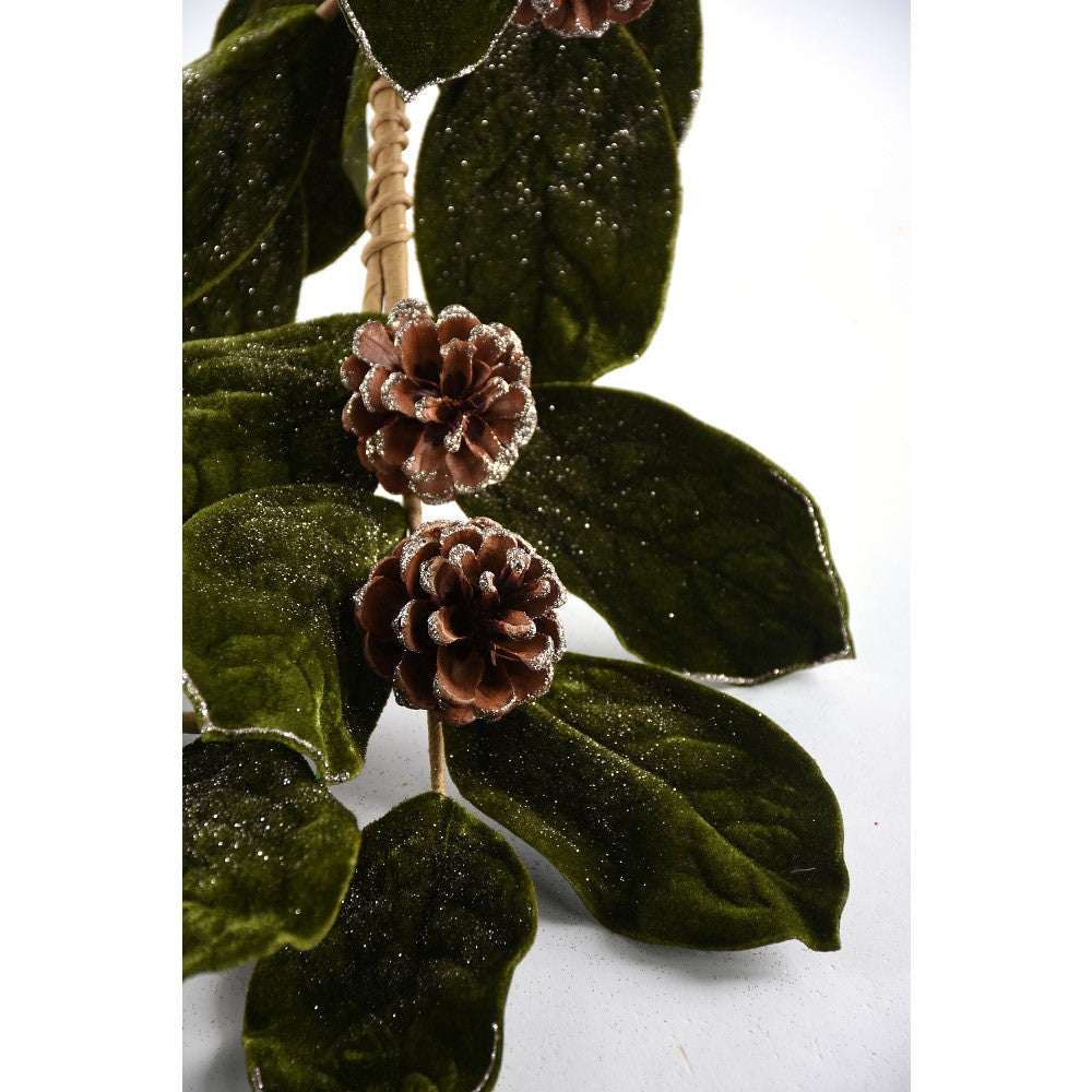 Guirnalda Hojas de Magnolia Verde Terciopelo