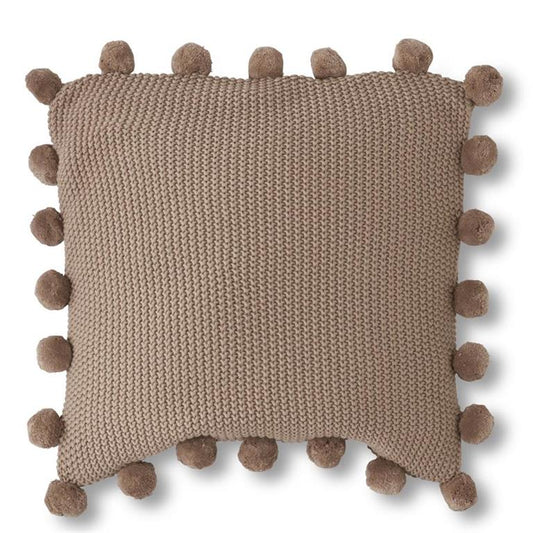 Cojín Café c/Pompones 20"