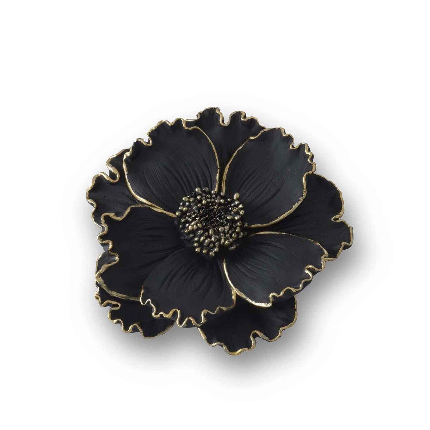 Flor para Pared Negro/dorado 6"