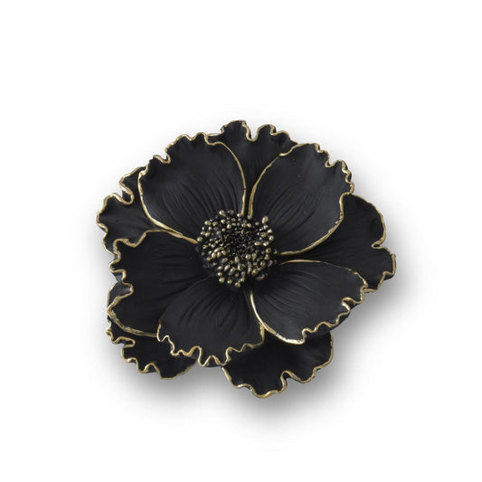Flor para Pared Negro/dorado 6"