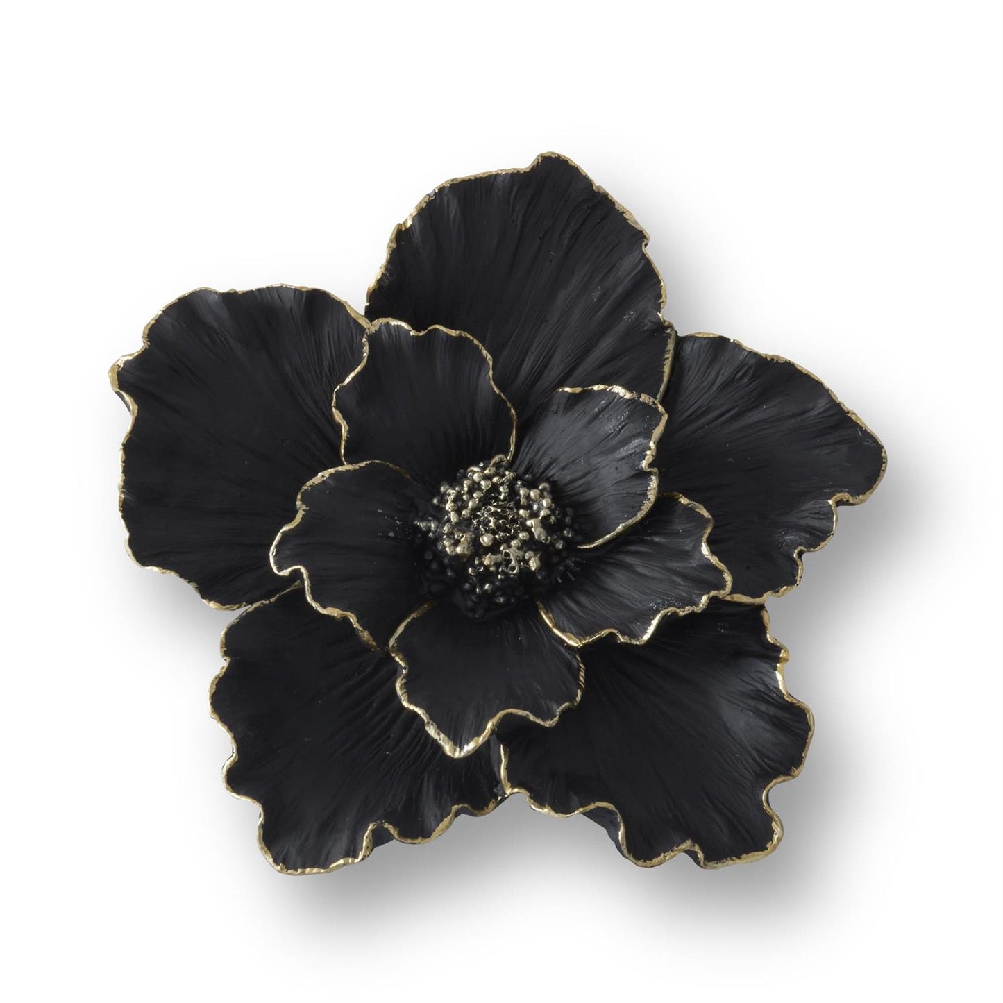 Flor para pared Negro/ Dorado 8"