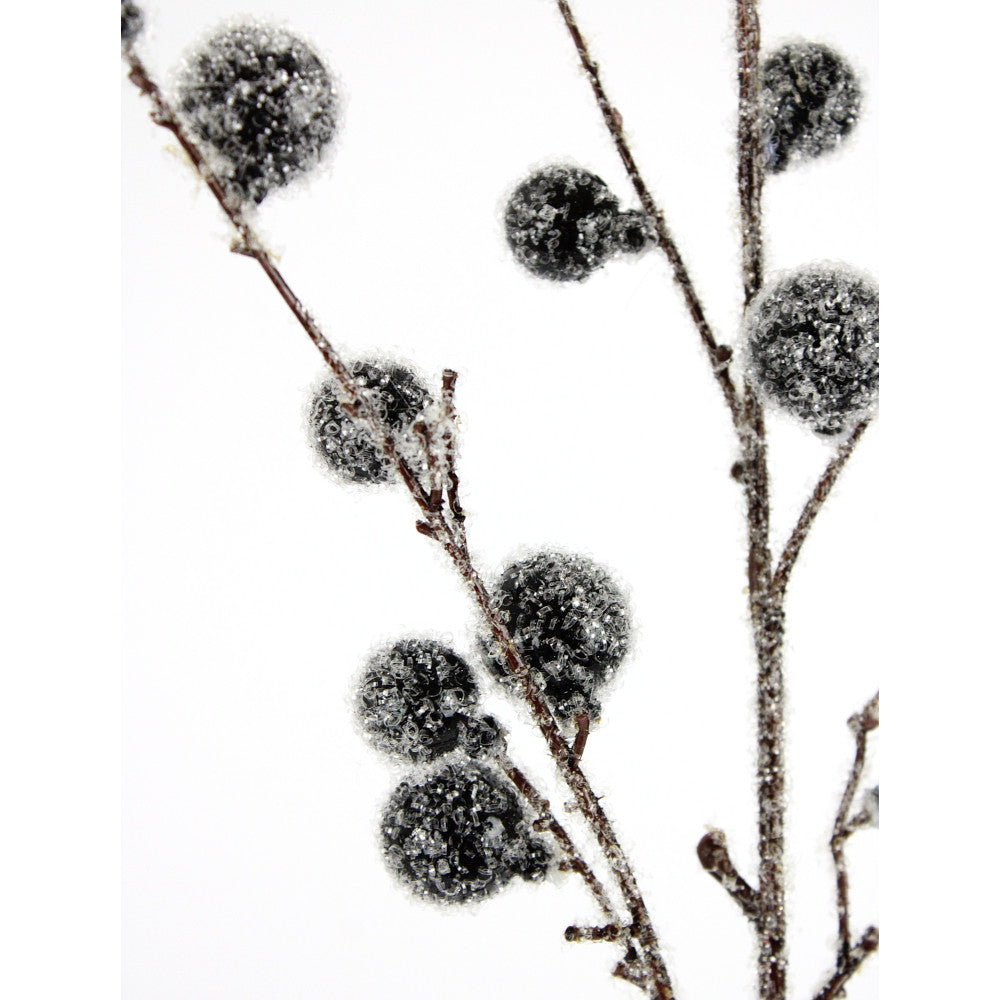 Rama Pompones Negros Nevados 34in