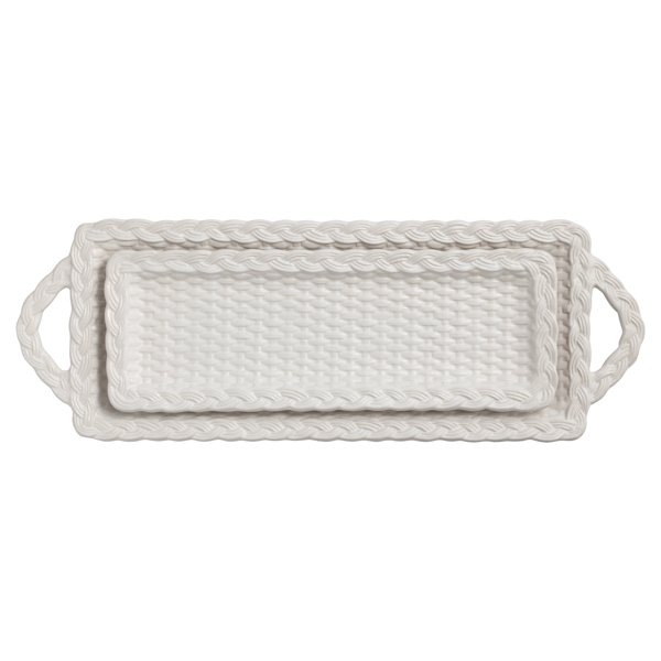 Charolas Canasta Cerámica Blanca