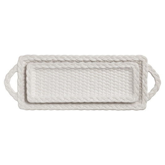 Charolas Canasta Cerámica Blanca