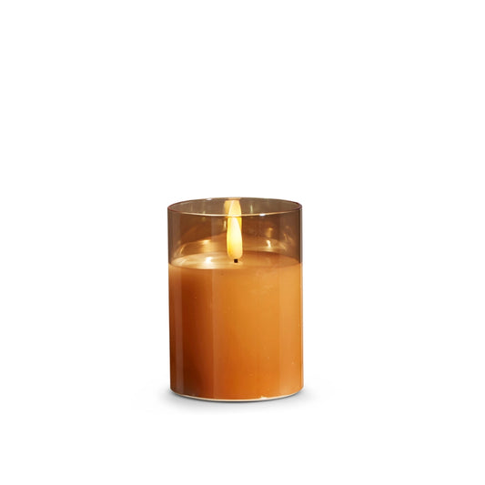 Vela Ivory de pilas en vaso Ámbar 3" x 4"