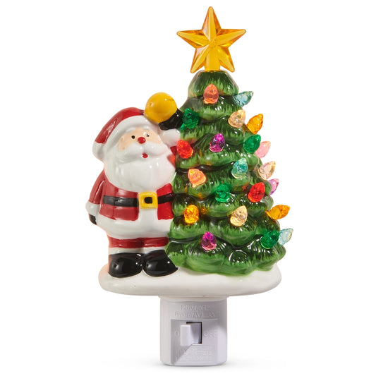 Lámpara Nocturna de Santa Claus con Árbol 6.5"