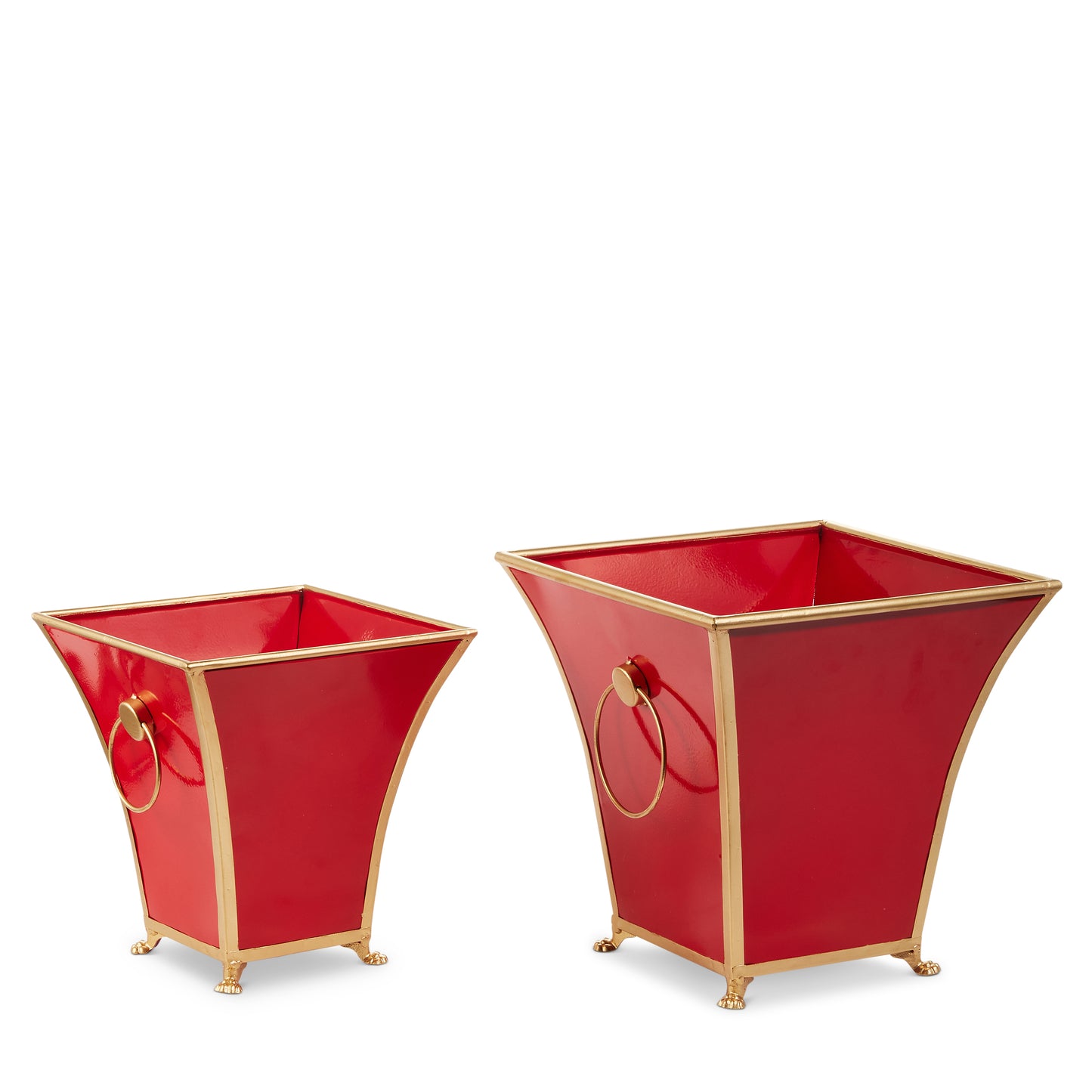 Macetas Metal Rojo set de 2