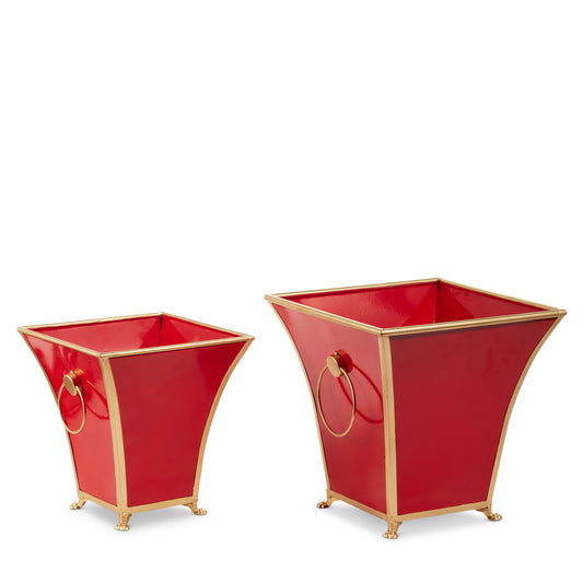 Macetas Metal Rojo set de 2