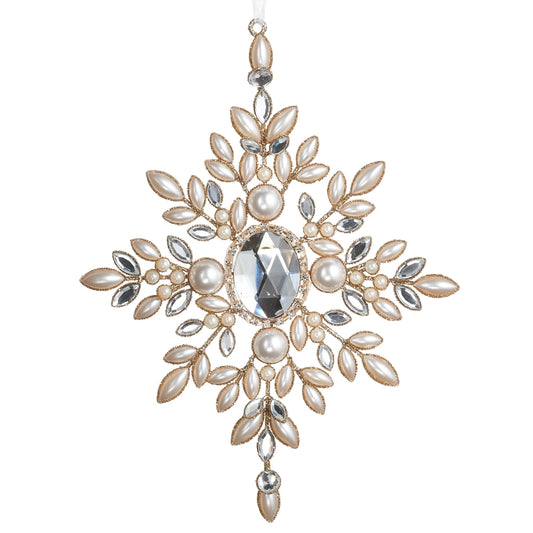 Adorno Copo de Nieve con Joyas y Perlas 9"