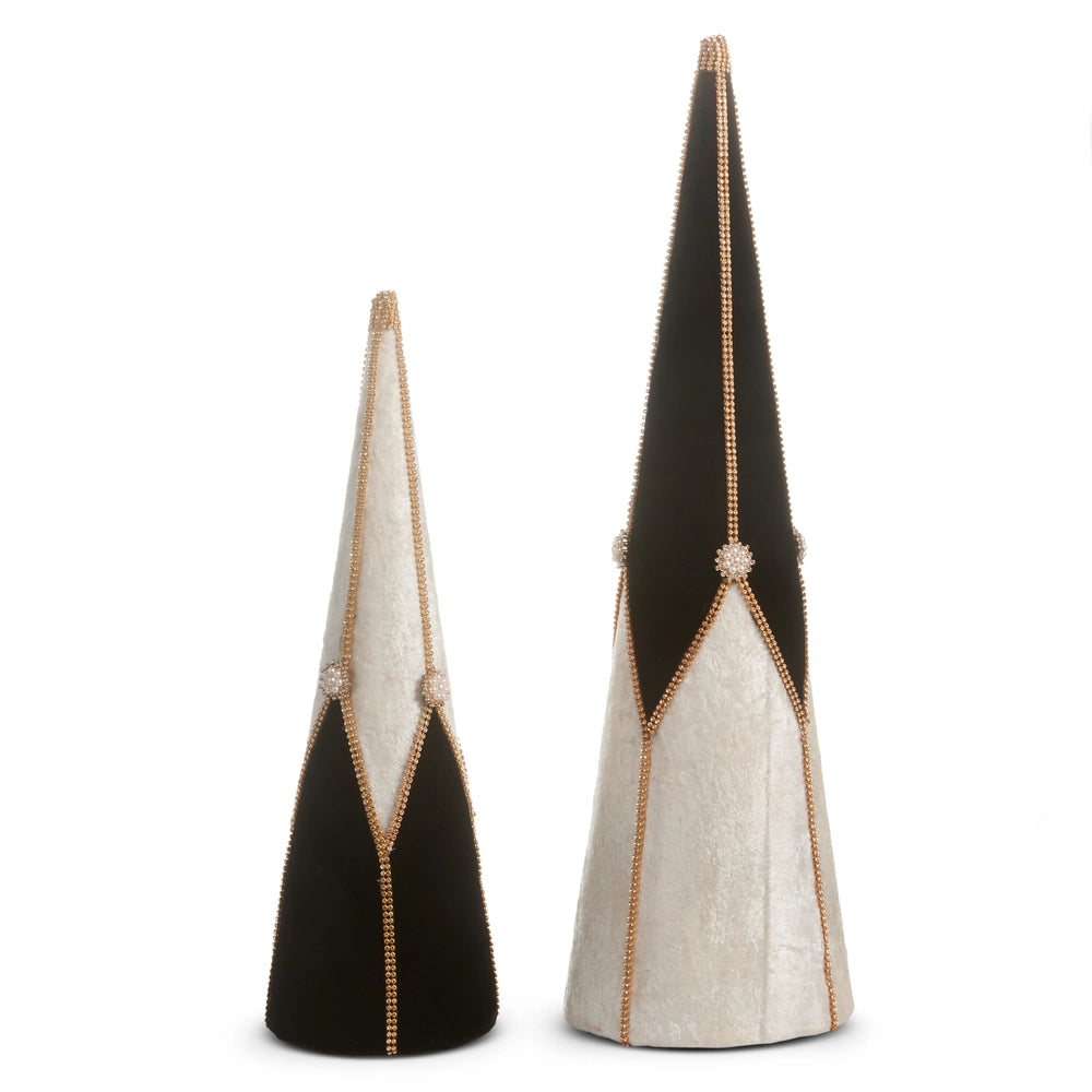 24" Velvet and Jewel Cone Trees SET 2