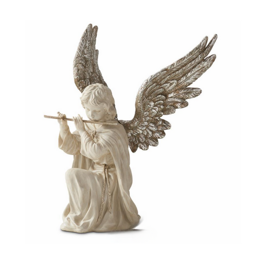 Ángel con Alas Plata Resina