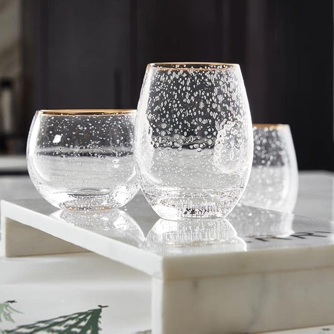 Vasos Anchos Orilla Dorada S/4
