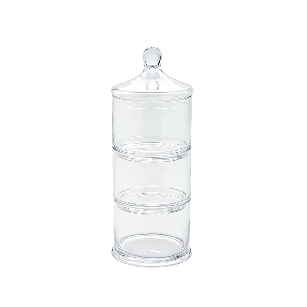 Contenedor Triple de Cristal con Tapa
