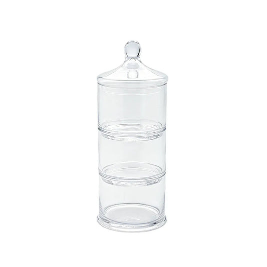Contenedor Triple de Cristal con Tapa